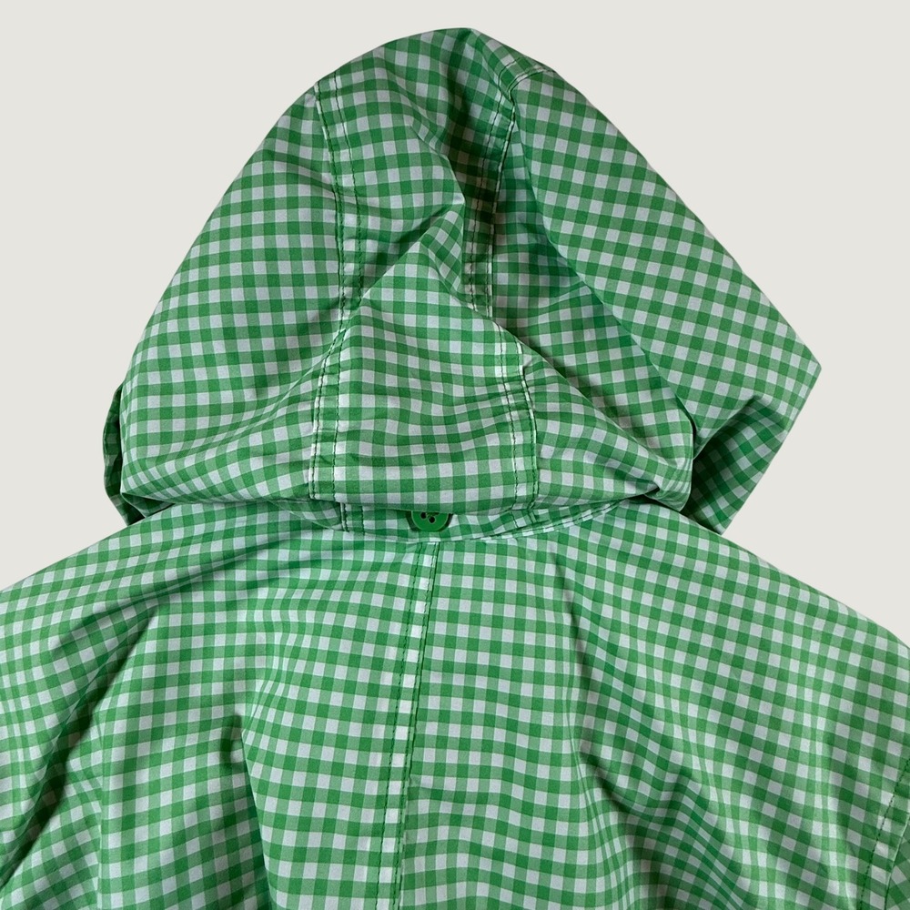Lands End Green Gingham Hooded Raincoat Trench Belted Plus Size 1X 16W-18W - Picture 16 of 16